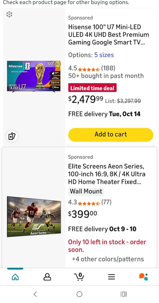 televisor hisense 100 pulgadas amazon